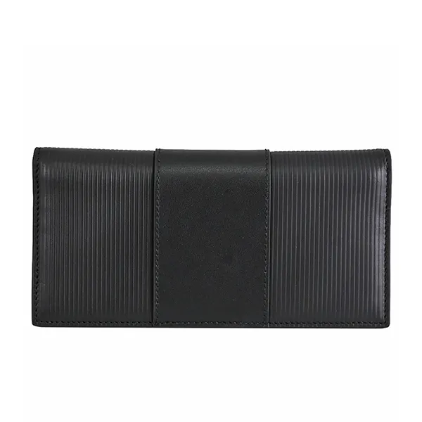 Ví Dáng Dài Bally Metal Logo Embossed Leather Horizontal Long Wallet Màu Đen