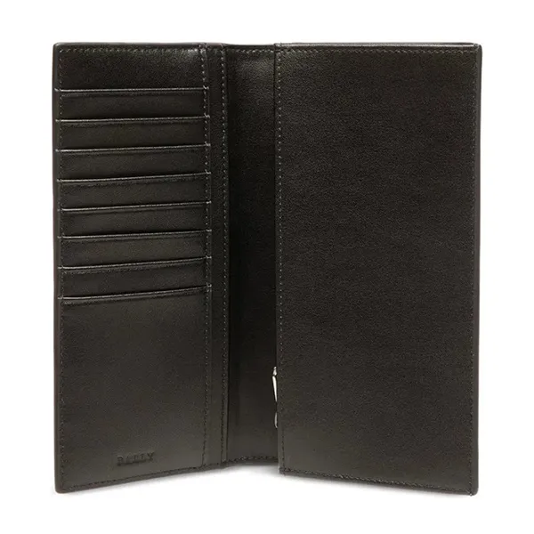 Ví Dáng Dài Bally Ribbed Leather Wallet Màu Đen