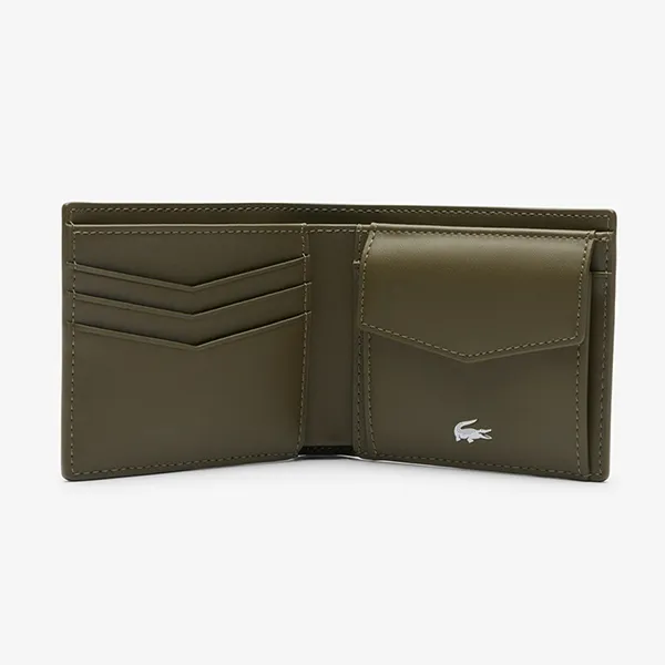 Ví Nam Lacoste Medium Ossian Leather Billfold NH5053OI N62 Màu Xanh Rêu
