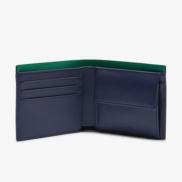 Ví Nam Lacoste Men's Medium FG Leather Billfold NH4662FW N69 Màu Xanh Navy