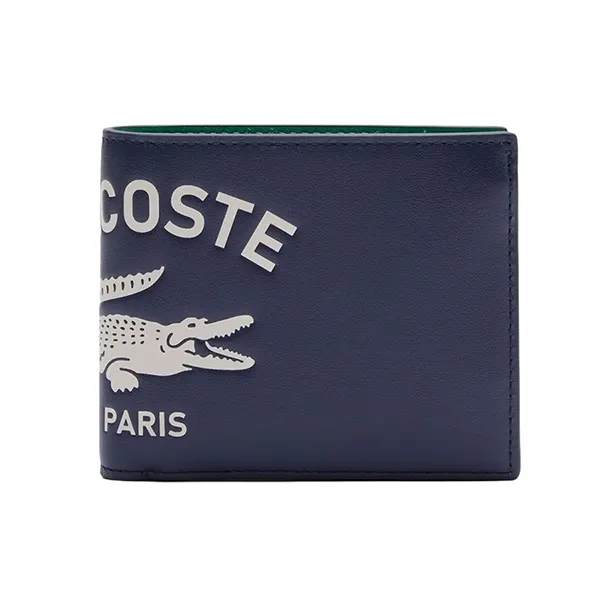 Ví Nam Lacoste Men's Medium FG Leather Billfold NH4662FW N69 Màu Xanh Navy