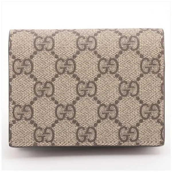 Ví Nữ Gucci GG Supreme PVC Leather Compact Wallet Brown Red 648848 Màu Nâu Đỏ