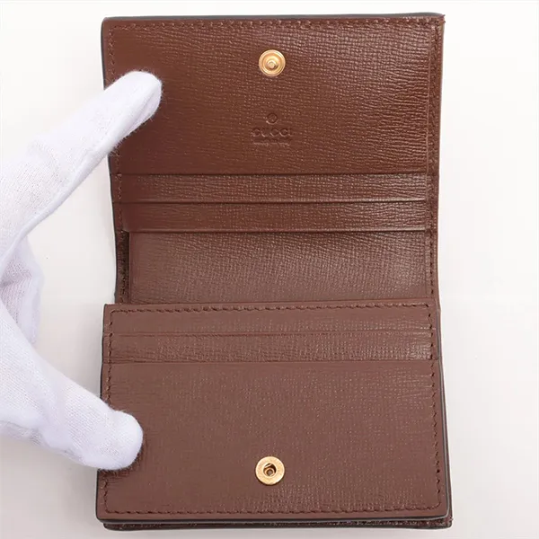 Ví Nữ Gucci GG Supreme PVC Leather Compact Wallet Brown Red 648848 Màu Nâu Đỏ