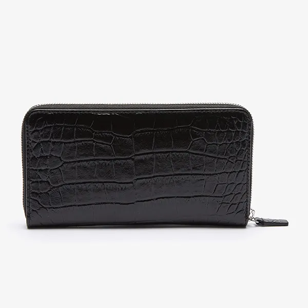 Ví Nữ Lacoste Amelia Large Zippered Embossed Leather Wallet NF3590TU - BLK Màu Đen