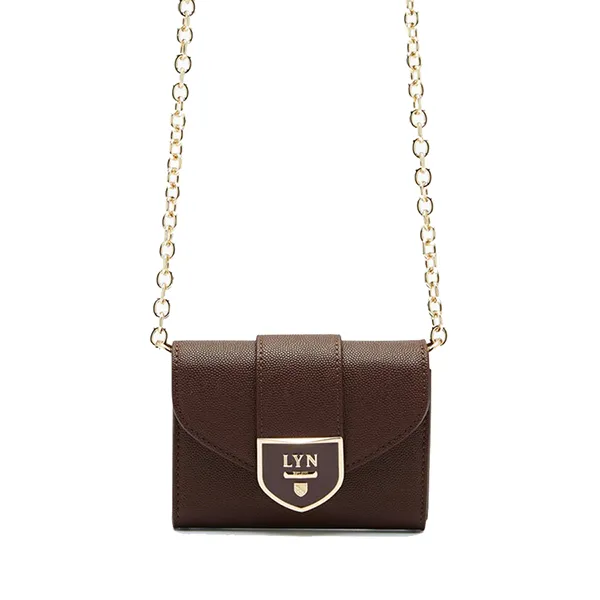 Ví Nữ Lyn Re- Edit Casia Short Wallet On Chain - Dark Brown L26CWWA027 Màu Nâu