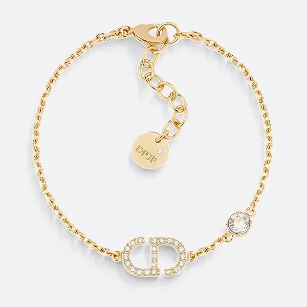 Vòng Đeo Tay Nữ Dior Petit CD Bracelet Gold-Finish Metal And White Crystals B2522WOMCY_D03S Màu Vàng Gold