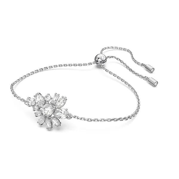 Vòng Đeo Tay Nữ Swarovski Gema Bracelet Mixed Cuts Flower White Rhodium Plated 5644684 Màu Bạc