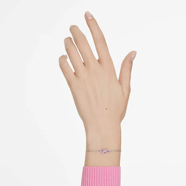 Vòng Đeo Tay Nữ Swarovski Lifelong Bow bracelet Bow, Pink, Rhodium Plated 5723553 Màu Hồng