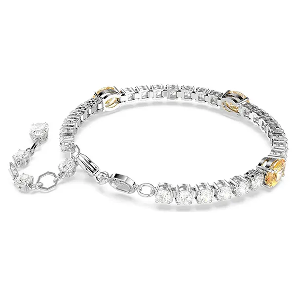 Vòng Đeo Tay Nữ Swarovski Matrix Tennis bracelet Mixed Cuts, Yellow, Rhodium Plated 5666425 Màu Trắng