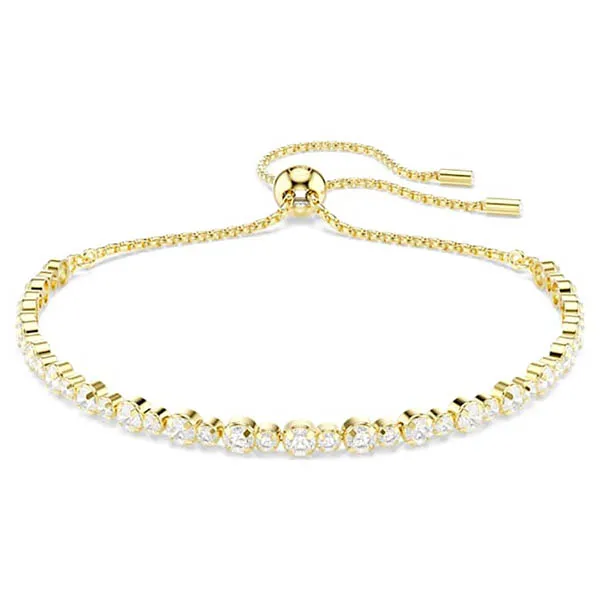 Vòng Đeo Tay Nữ Swarovski Matrix Tennis Bracelet Round Cut, White, Gold-tone Plated 5730709 Màu Vàng