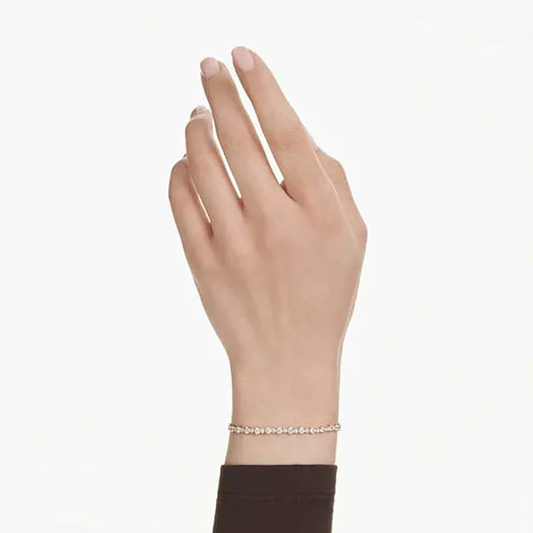 Vòng Đeo Tay Nữ Swarovski Matrix Tennis Bracelet Round Cut, White, Gold-tone Plated 5730709 Màu Vàng