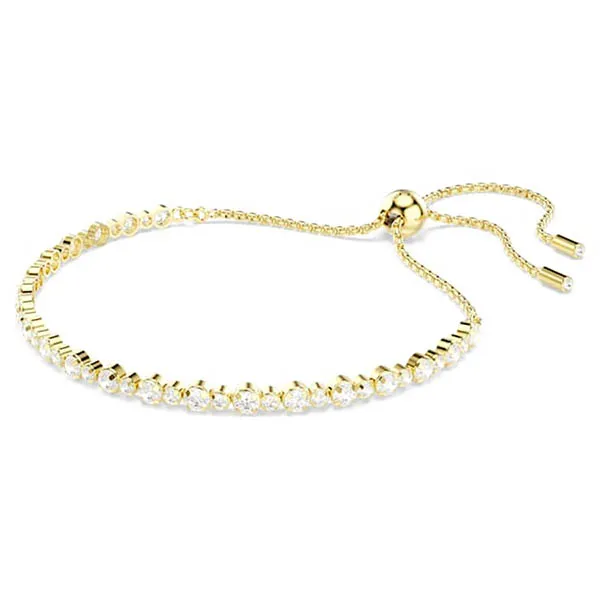 Vòng Đeo Tay Nữ Swarovski Matrix Tennis Bracelet Round Cut, White, Gold-tone Plated 5730709 Màu Vàng