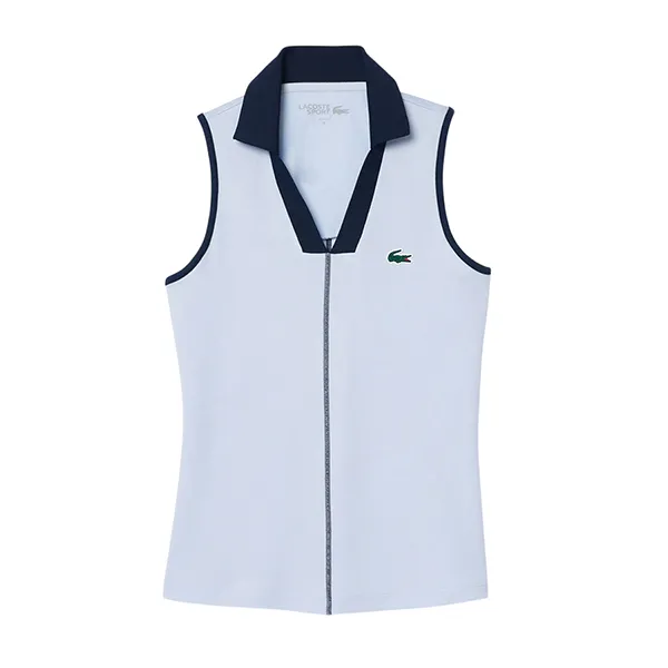 Áo Ba Lỗ Nữ Lacoste Women's Slim Fit Ultra Dry Sleeveless Tennis Polo PF7437 51 X1J Màu Xanh Nhạt