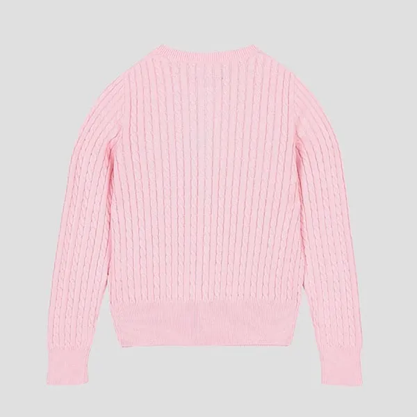 Áo Cardigan Nữ Ralph Lauren Mini-Cable Knit Big Kid In Light Pink 313543047010 Màu Hồng Size XL
