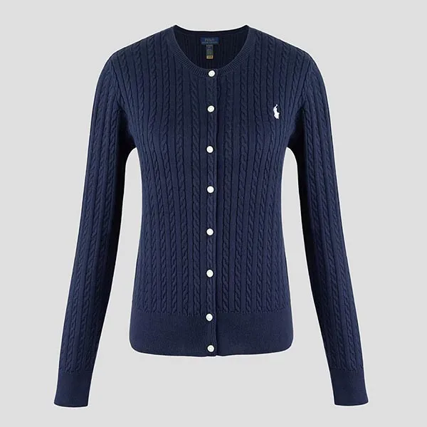 Áo Cardigan Nữ Ralph Lauren Mini-Cable Knit Big Kid In Navy 3135430470011 Màu Xanh Navy Size XL