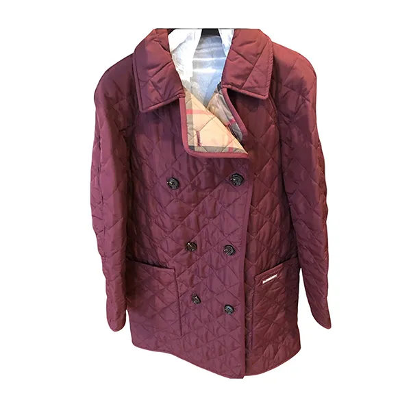 Áo Khoác Dáng Dài Nữ Burberry Jacket 3/4 Length Màu Đỏ Burgundy Size S