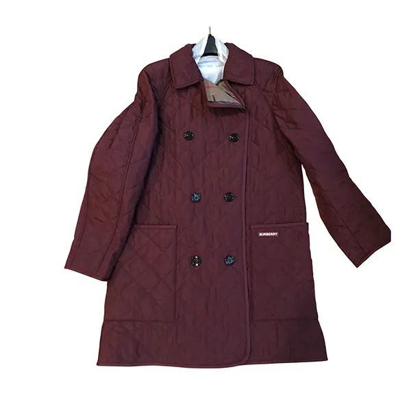 Áo Khoác Dáng Dài Nữ Burberry Jacket 3/4 Length Màu Đỏ Burgundy Size S