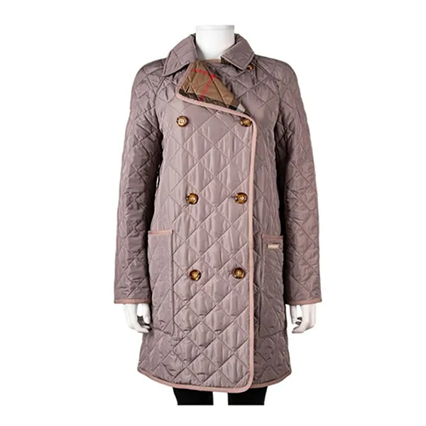 Áo Khoác Dáng Dài Nữ Burberry Tything Quilted Coat 8084201 Màu Xám Hồng Size S
