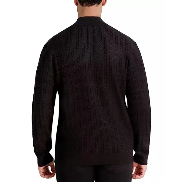 Áo Khoác Len Nam Karl Lagerfeld Men's Full Zip Cable Knit Sweater S4394 - BLK Màu Đen Size S