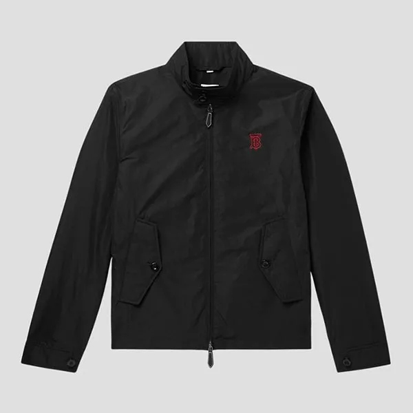Áo Khoác Nam Burberry In Black Harrington Jacket With TB Logo 8014366 Màu Đen Size 44