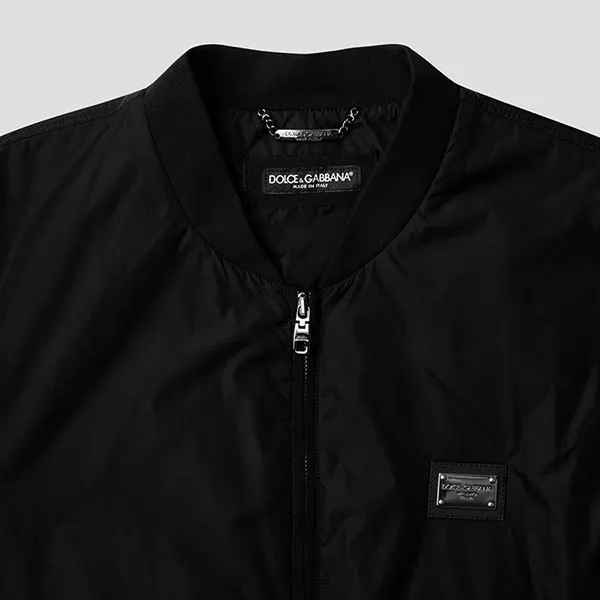 Áo Khoác Nam Dolce & Gabbana D&G Logo Plaque Black Nylon Bomber Jacket G9ABPT G7F2J N0000 Màu Đen Size 46