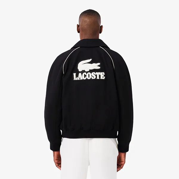 Áo Khoác Nam Lacoste Men's Badge Accent Wool Varsity Jacket BH5841 – 031 Màu Đen Size 46