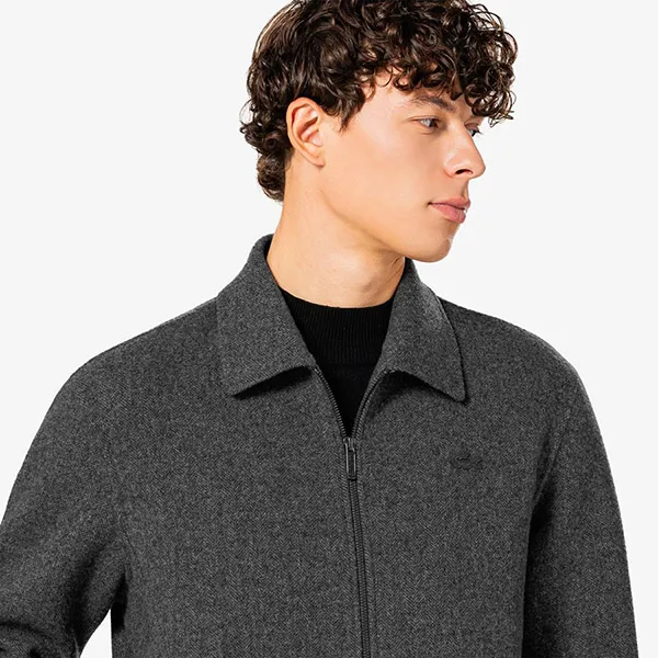 Áo Khoác Nam Lacoste Men's Classic Wool Trucker Jacket BH802E - 050 Màu Xám Size 50