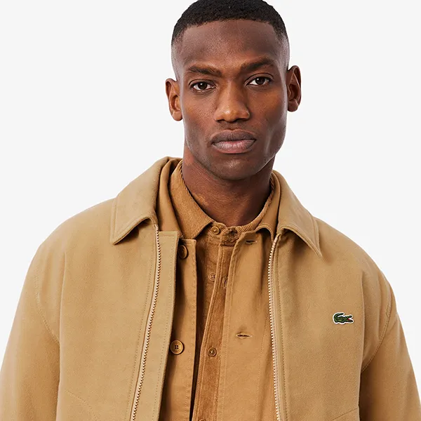 Áo Khoác Nam Lacoste Men's Padded Moleskin Jacket Beige BH5147 - 02S Màu Be Đậm Size 48