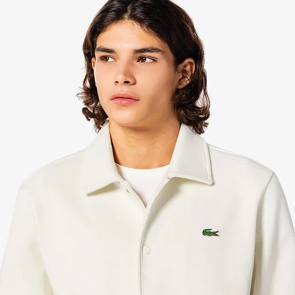 Áo Khoác Nam Lacoste Men's Ribbed Jogger Sweat Jacket SH080E - XFJ Màu Kem Size 3