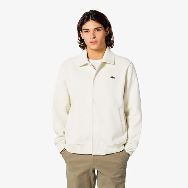 Áo Khoác Nam Lacoste Men's Ribbed Jogger Sweat Jacket SH080E - XFJ Màu Kem Size 3