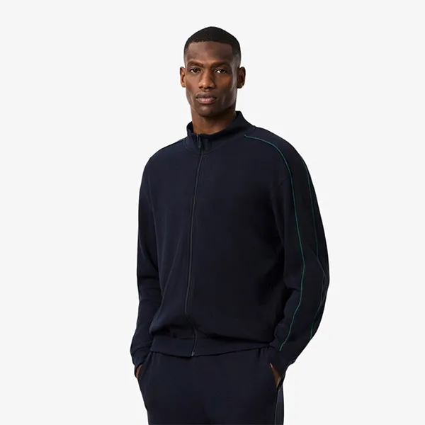 Áo Khoác Nỉ Nam Lacoste Zip-Up Lounge Sweatshirt SH9169 - FW7 Màu Xanh Navy Size 3