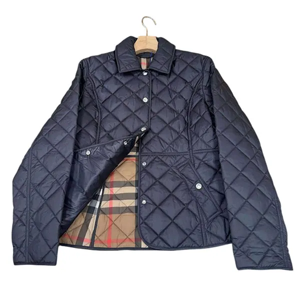 Áo Khoác Nữ Burberry Trám BBR Màu Xanh Navy Size XS