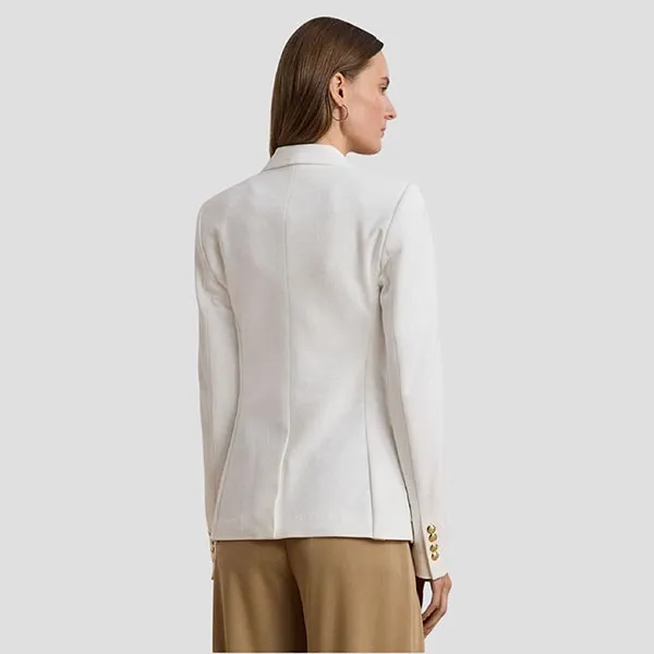 Áo Khoác Nữ Ralph Lauren Waisted Blazer White With Logo Gold Embroidered 200797305001 Màu Trắng Size M
