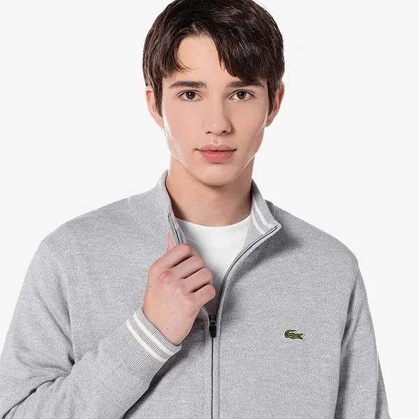 Áo Len Nam Lacoste High-neck Zip-up Sweater AH921E - CCA Màu Xám Size 3