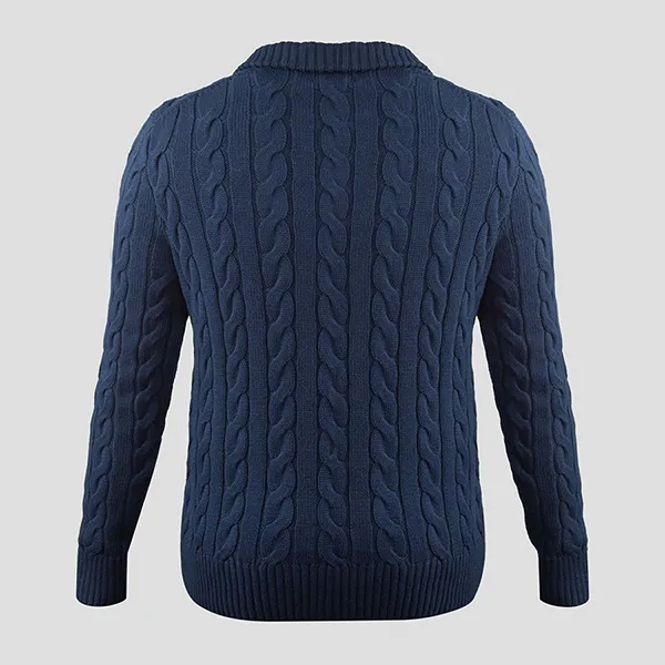 Áo Len Nam Ralph Lauren Quarter Zip Cable Knit Jumper Sweater In Navy 710919213004 Màu Xanh Navy Size S