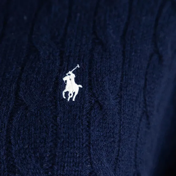 Áo Len Nam Ralph Lauren With Pony Logo Half-Zip Cable Knit Sweater In Navy 211956675003 Màu Xanh Navy Size S