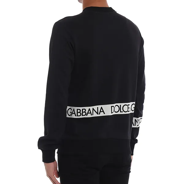 Áo Nỉ Sweater Nam Dolce & Gabbana D&G Logo Lettering Band Cotton Sweatshirt G9JV8T Màu Đen Size 48