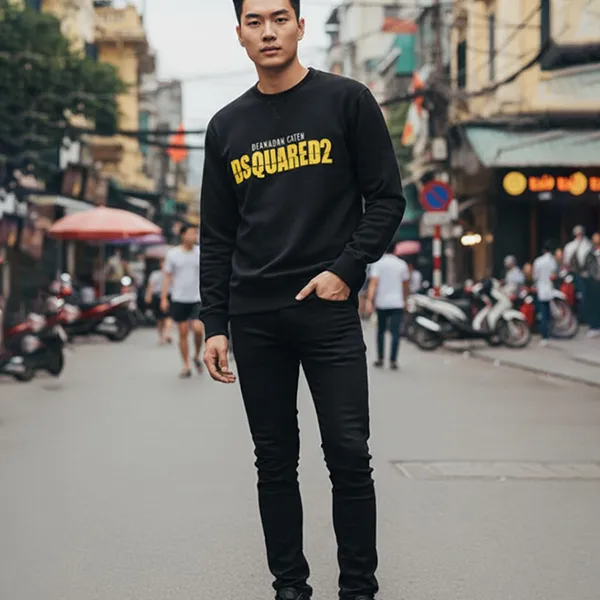 Áo Nỉ Sweater Nam Dsquared2 S74GU0831 S25516 Màu Đen Size S