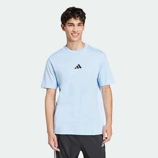 Áo Phông Nam Adidas Essentials Single Jersey TShirt With Small Logo JF1101 Màu Xanh Nhạt Size XS