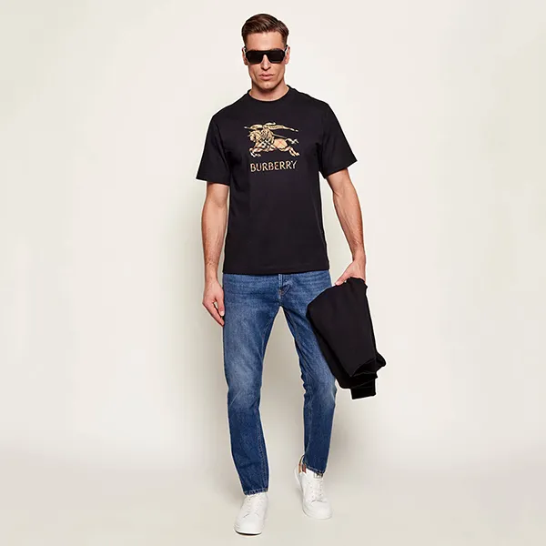 Áo Phông Nam Burberry EKD Ombré Cotton T-Shirt 8119013 Màu Đen Size M