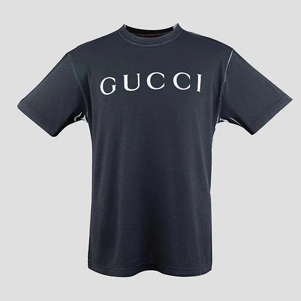 Áo Phông Nam Gucci Cotton Jersey Black With Printed Logo 796395 XJG26 1000 Tshirt Màu Đen Size XS
