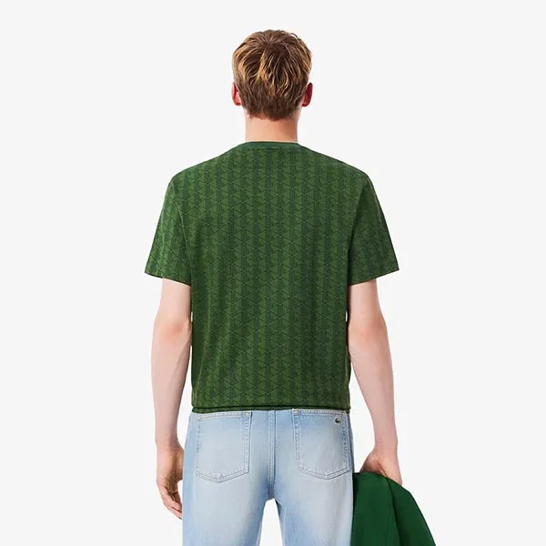 Áo Phông Nam Lacoste Monogram Jersey T-Shirt TH5902-51-D1R Màu Xanh Lá Size 3