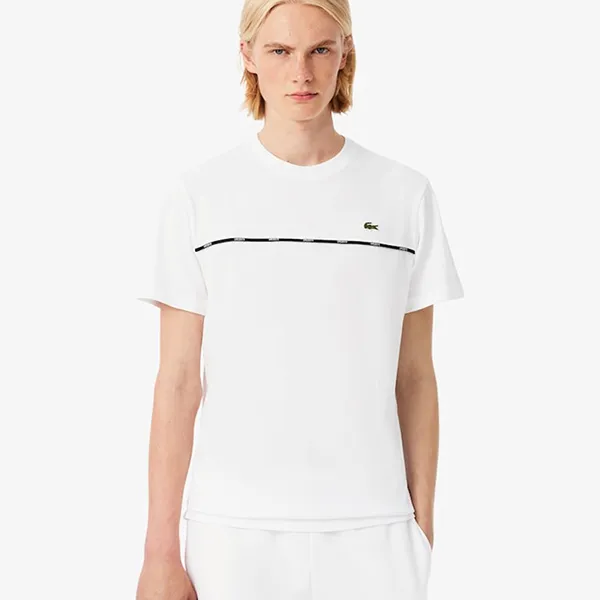 Áo Phông Nam Lacoste Trim Cotton Jersey TH9842 001 White Màu Trắng Size 3