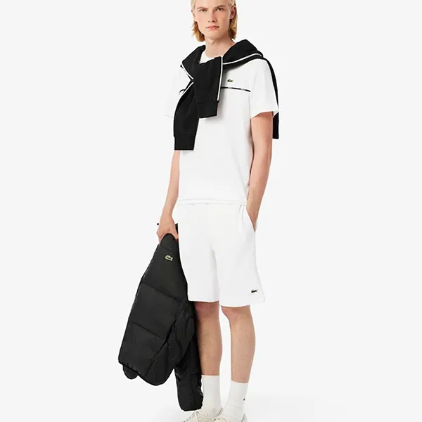 Áo Phông Nam Lacoste Trim Cotton Jersey TH9842 001 White Màu Trắng Size 3