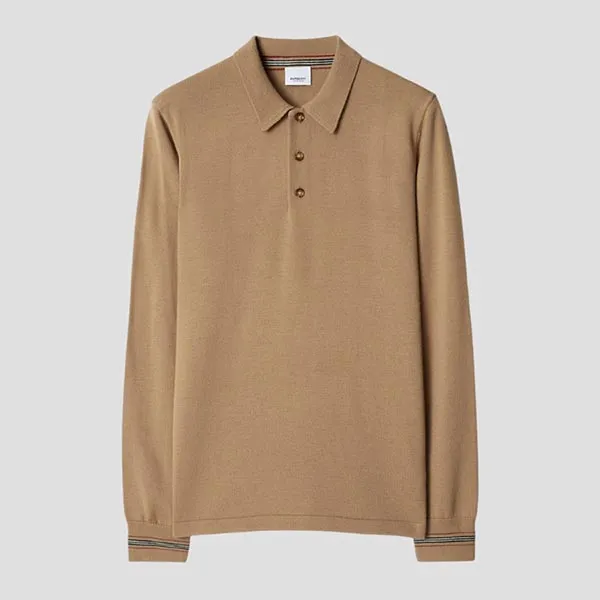 Áo Polo Dài Tay Nam Burberry Pace Long Sleeve Sweater In Camel 80926411 Màu Nâu Size XS