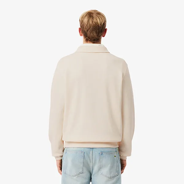 Áo Polo Dài Tay Nam Lacoste Ribbed Cotton Collar Sweatshirt SH5781 - XFJ Màu Trắng Kem Size 3