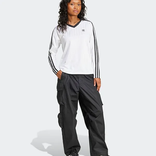Áo Polo Dài Tay Nữ Adidas V-Neck Long Sleeve Tee W White JD2605 Màu Trắng Size L (Form Á)