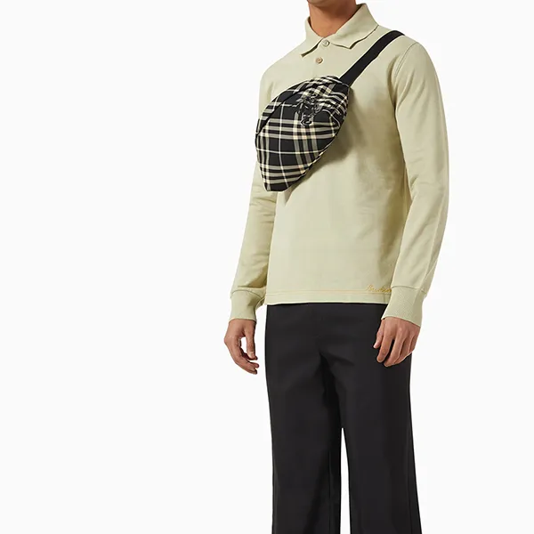 Áo Polo Nam Burberry Embroidered Logo Polo Shirt Màu Xanh Nhạt Size S