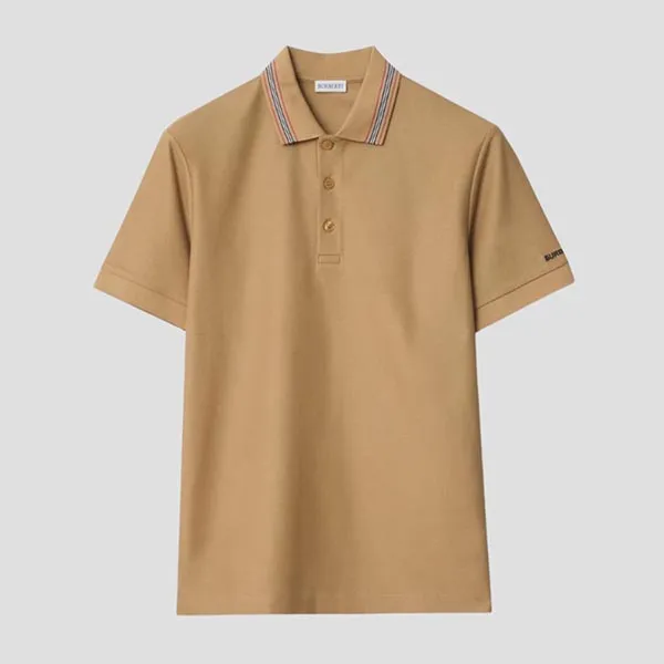 Áo Polo Nam Burberry Icon Stripe Lightweight Cotton With Logo At Sleeve In Beige 81118131 Màu Be Size M