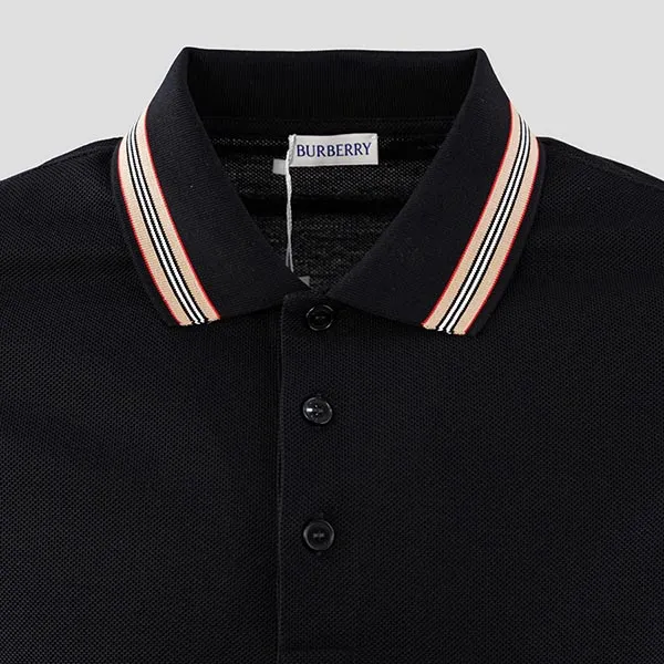 Áo Polo Nam Burberry Icon Stripe Lightweight Cotton With Logo At Sleeve In Black 81118111 Màu Đen Size L